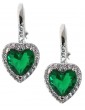 NonSoloArgenti|925 Silver: emerald green and white heart zirconia stud earrings for women