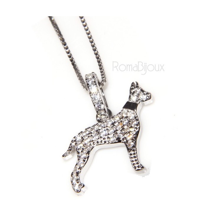 NSA|Argento 925 : orecchini uomo donna perno cane rottweiler collare zirconi