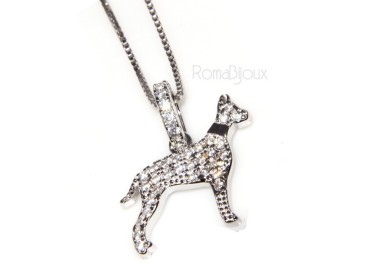 NSA|Argento 925 : orecchini uomo donna perno cane rottweiler collare zirconi