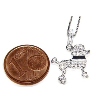 NSA|Argento 925 : MyDog collana donna veneziana con pendente ciondolo cane barboncino microsetting zirconi brillanti