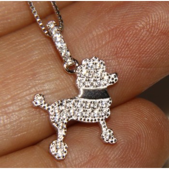NSA|925: My Dog Venetian woman necklace with pendant dog poodle pendant microsetting brilliant cubic zirconia