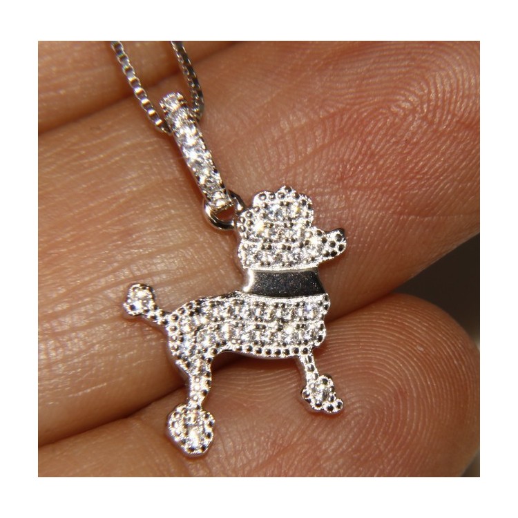 NSA|925: My Dog Venetian woman necklace with pendant dog poodle pendant microsetting brilliant cubic zirconia