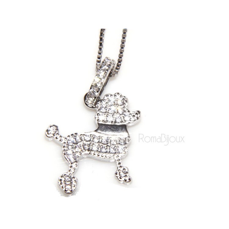 NSA|925: My Dog Venetian woman necklace with pendant dog poodle pendant microsetting brilliant cubic zirconia