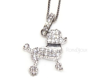 NSA|925: My Dog Venetian woman necklace with pendant dog poodle pendant microsetting brilliant cubic zirconia