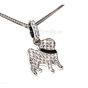 NSA|Argento 925 : MyDog collana donna veneziana con pendente ciondolo cane carlino microsetting zirconi brillanti