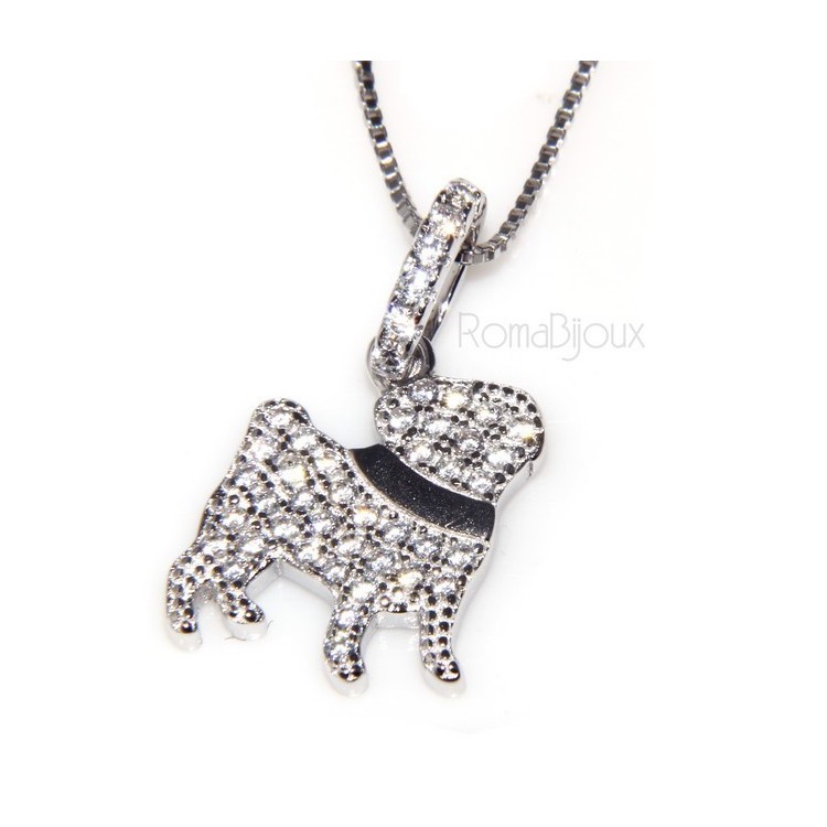 NSA|925: My Dog Venetian woman necklace with pendant dog pug microsetting brilliant cubic zirconia