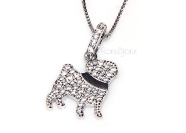 NSA|925: My Dog Venetian woman necklace with pendant dog pug microsetting brilliant cubic zirconia