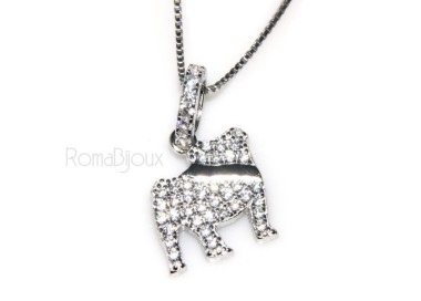 NSA|925: My Dog Venetian woman necklace with pendant dog Bulldog microsetting brilliant cubic zirconia