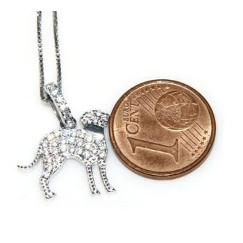 NSA|925: My Dog Venetian woman necklace with pendant dog Bracco microsetting brilliant cubic zirconia