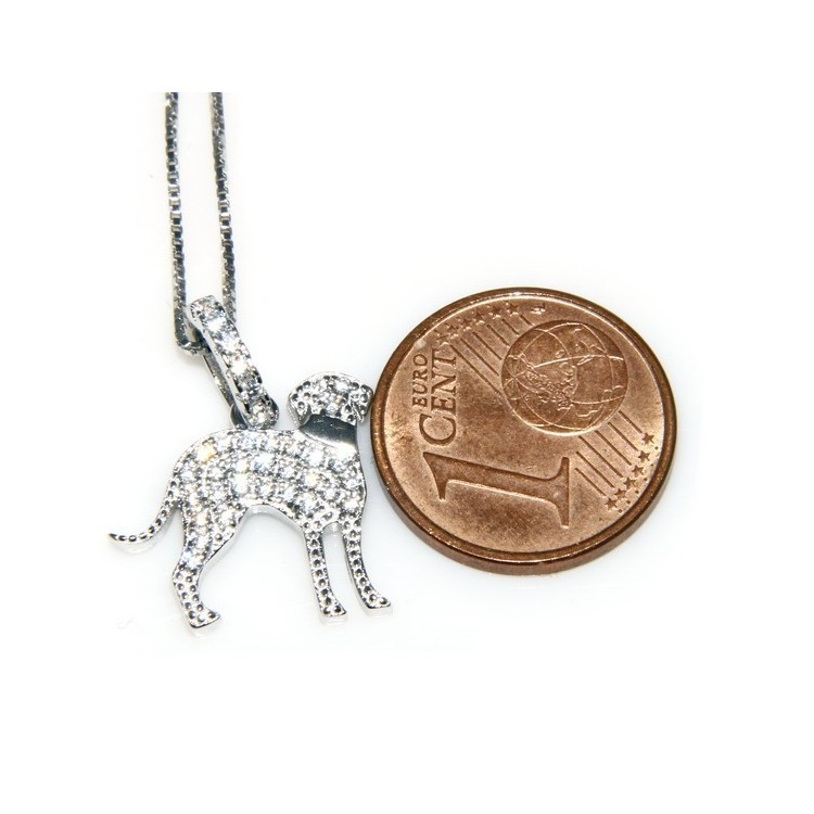 NSA|925: My Dog Venetian woman necklace with pendant dog Bracco microsetting brilliant cubic zirconia