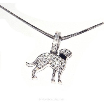 NSA|Argento 925 : MyDog collana donna veneziana con pendente ciondolo cane Bracco microsetting zirconi brillanti