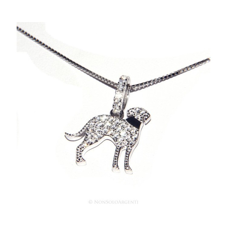NSA|925: My Dog Venetian woman necklace with pendant dog Bracco microsetting brilliant cubic zirconia