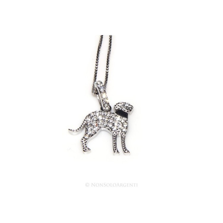 NSA|925: My Dog Venetian woman necklace with pendant dog Bracco microsetting brilliant cubic zirconia