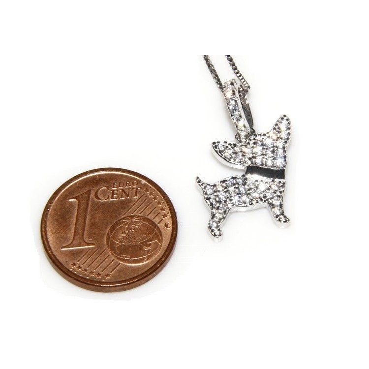NSA|Argento 925 : MyDog collana donna veneziana con pendente ciondolo cane Rottweiler microsetting zirconi brillanti