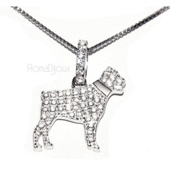 NSA|925: My Dog Venetian woman necklace with pendant dog Rottweiler microsetting brilliant cubic zirconia