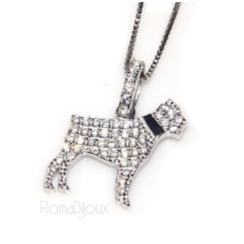 NSA|925: My Dog Venetian woman necklace with pendant dog Rottweiler microsetting brilliant cubic zirconia