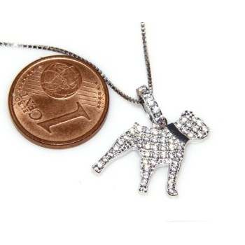 NSA|925: My Dog Venetian woman necklace with pendant dog Pitbull microsetting brilliant cubic zirconia