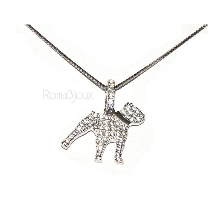 NSA|925: My Dog Venetian woman necklace with pendant dog Pitbull microsetting brilliant cubic zirconia