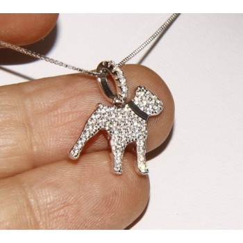 NSA|925: My Dog Venetian woman necklace with pendant dog Pitbull microsetting brilliant cubic zirconia
