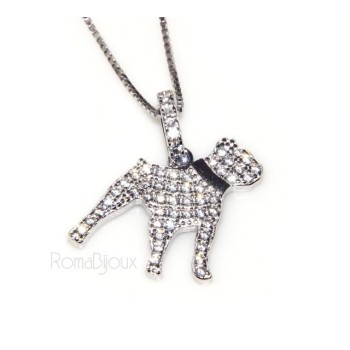 NSA|925: My Dog Venetian woman necklace with pendant dog Pitbull microsetting brilliant cubic zirconia