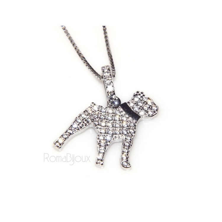 NSA|925: My Dog Venetian woman necklace with pendant dog Pitbull microsetting brilliant cubic zirconia