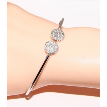 NSA|SILVER 925: Bracelet opened slave woman looking natural zircons shining