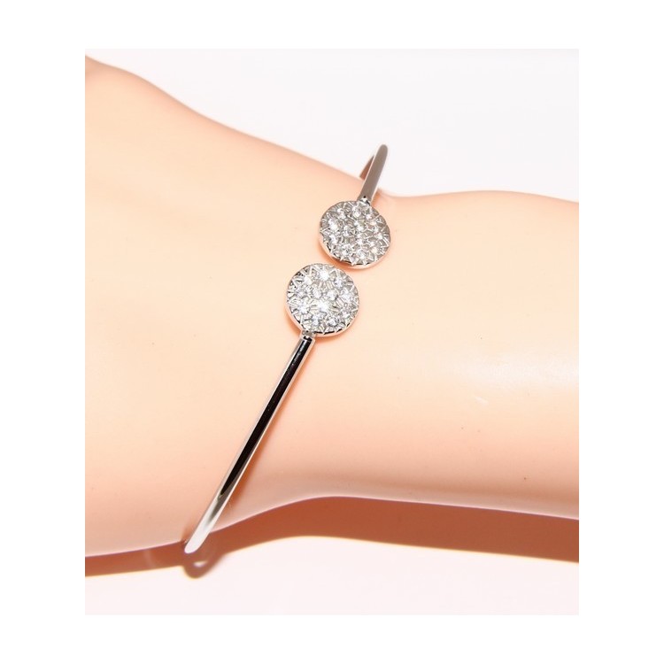 NSA|ARGENTO 925 : Bracciale donna schiava aperto cerchi zirconi naturali brillante