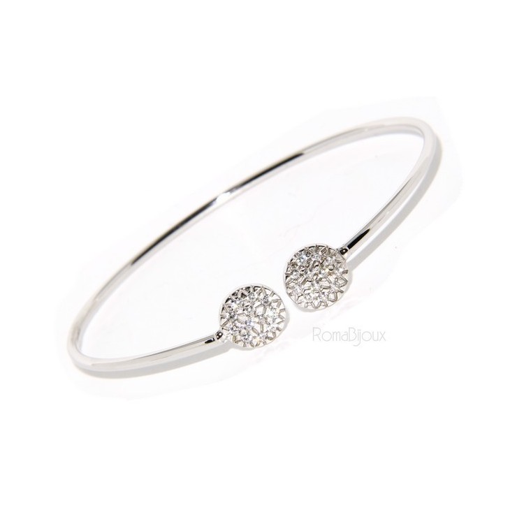 NSA|SILVER 925: Bracelet opened slave woman looking natural zircons shining