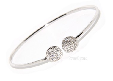 NSA|SILVER 925: Bracelet opened slave woman looking natural zircons shining