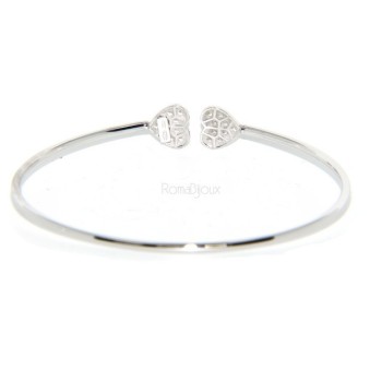 NSA|SILVER 925: open bracelet slave woman's heart hearts natural zircons shining