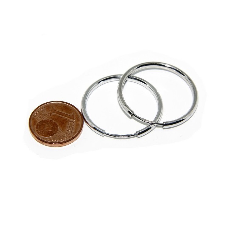 NSA|Argento 925 : orecchini donna anelle cerchi boccole lisce classiche 25 mm