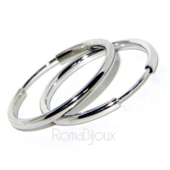 NSA|Argento 925 : orecchini donna anelle cerchi boccole lisce classiche 25 mm