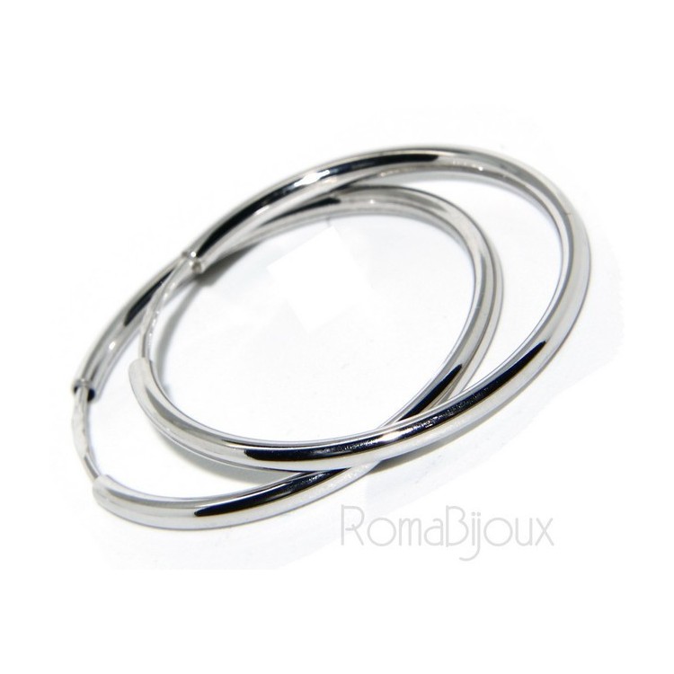 NSA|Argento 925 : orecchini donna anelle cerchi boccole lisce classiche 30 mm