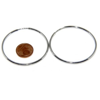 NSA|Argento 925 : orecchini donna anelle cerchi boccole lisce classiche 46 mm