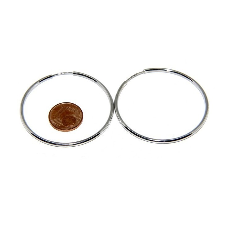 NSA|Argento 925 : orecchini donna anelle cerchi boccole lisce classiche 46 mm