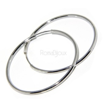 NSA|Argento 925 : orecchini donna anelle cerchi boccole lisce classiche 46 mm