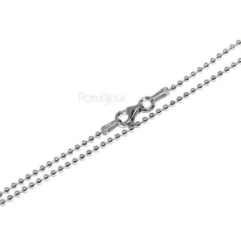 NSA|ARGENTO 925 : Girocollo collana pallini palline balls 1,5 mm varie lunghezze modello rodiata effetto oro bianco