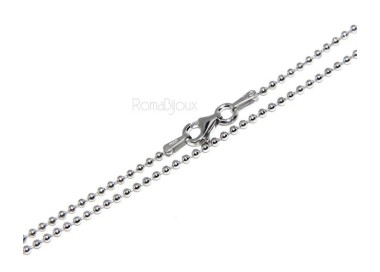 NSA|ARGENTO 925 : Girocollo collana pallini palline balls 1,5 mm varie lunghezze modello rodiata effetto oro bianco