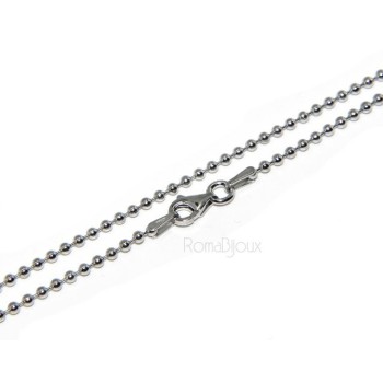 NSA|ARGENTO 925 : Girocollo collana pallini palline balls 1,8 mm varie lunghezze modello rodiata effetto oro bianco