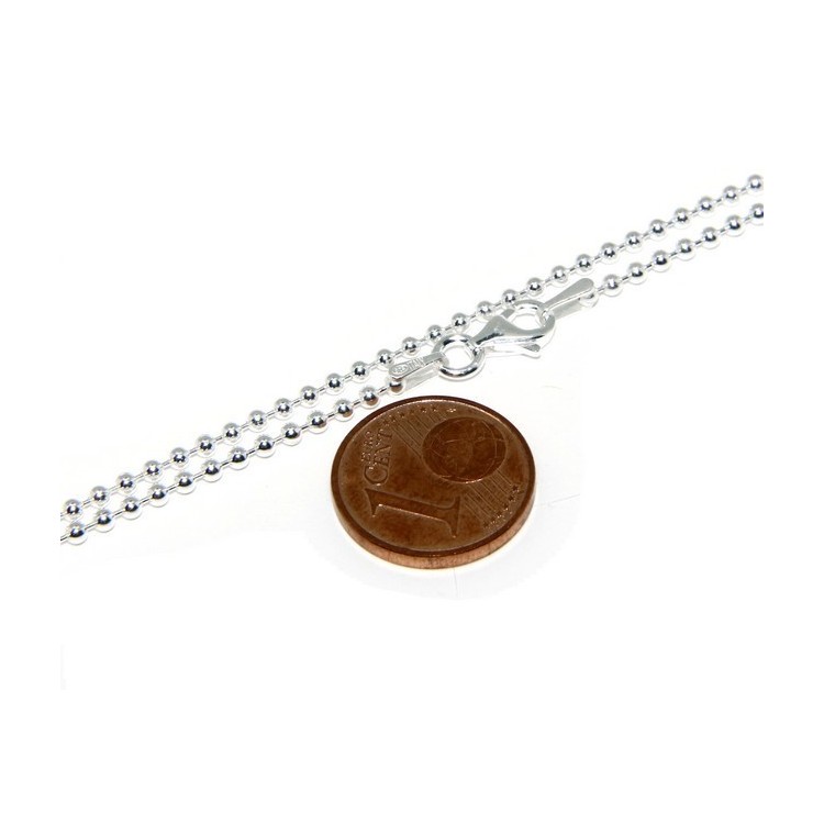 NSA|ARGENTO 925 : Girocollo collana pallini palline balls 1,8 mm varie lunghezze modello chiaro, non rodiato