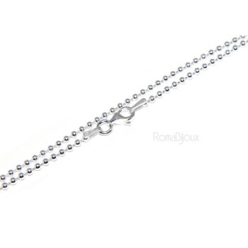NSA|ARGENTO 925 : Girocollo collana pallini palline balls 1,8 mm varie lunghezze modello chiaro, non rodiato