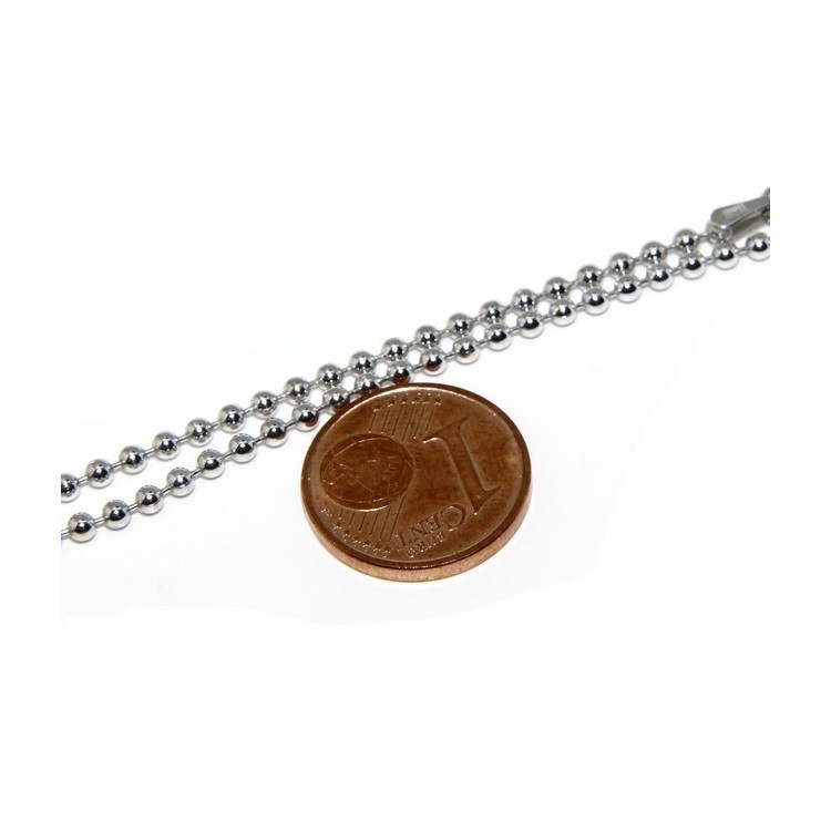 NSA|ARGENTO 925 : Girocollo collana pallini palline balls 2,0 mm varie lunghezze modello rodiata effetto oro bianco