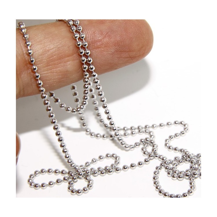 NSA|ARGENTO 925 : Girocollo collana pallini palline balls 2,0 mm varie lunghezze modello rodiata effetto oro bianco