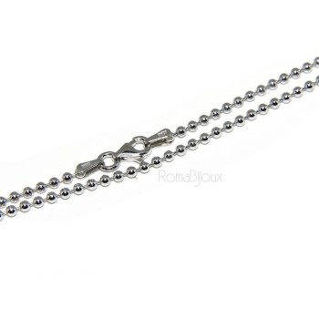 NSA|ARGENTO 925 : Girocollo collana pallini palline balls 2,0 mm varie lunghezze modello rodiata effetto oro bianco