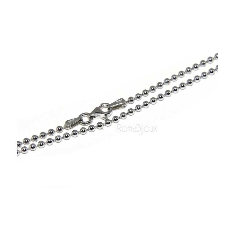 NSA|SILVER 925: Choker necklace dots balls balls 2.0 mm different model lengths rhodium-plated white gold effect