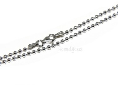 NSA|ARGENTO 925 : Girocollo collana pallini palline balls 2,0 mm varie lunghezze modello rodiata effetto oro bianco