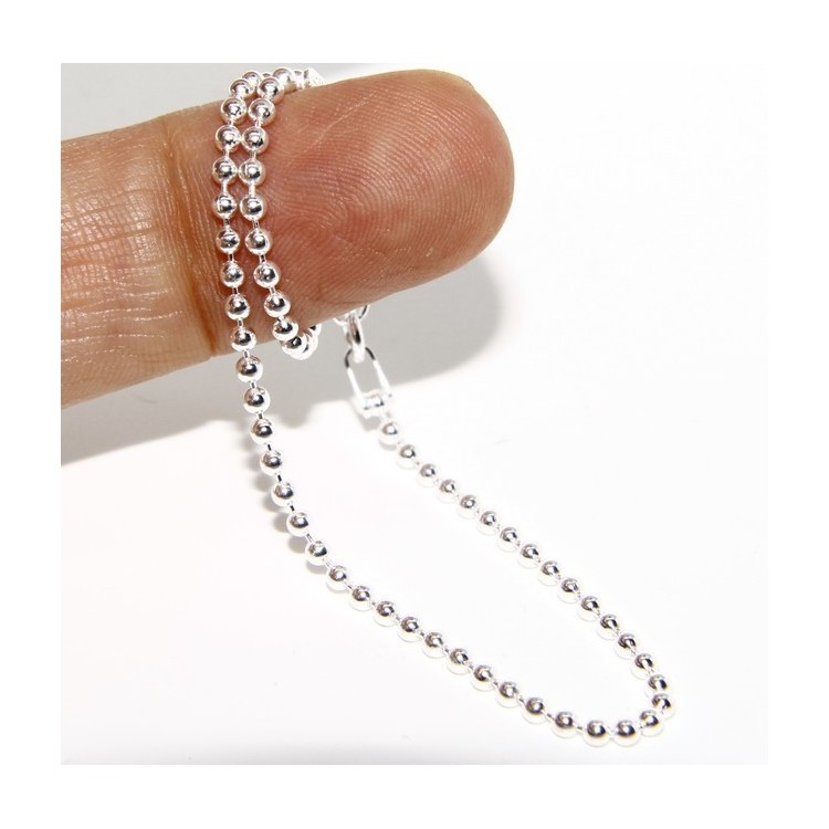 NSA|SILVER 925: Bracelet man woman with balls of 2 mm clear galvanic