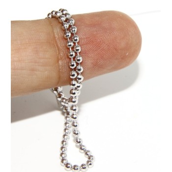 NSA|ARGENTO 925 :Bracciale uomo donna con palline da 2 mm galvanica oro bianco rodiato