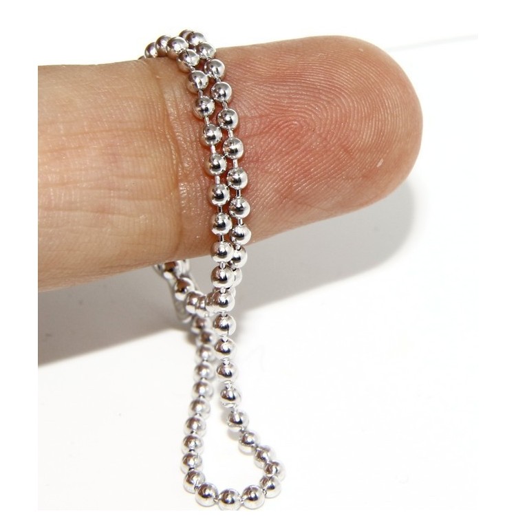 NSA|ARGENTO 925 :Bracciale uomo donna con palline da 2 mm galvanica oro bianco rodiato