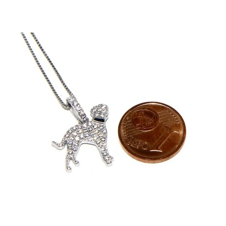 NSA|Argento 925 : MyDog collana donna veneziana con pendente ciondolo cane DALMATA microsetting zirconi brillanti